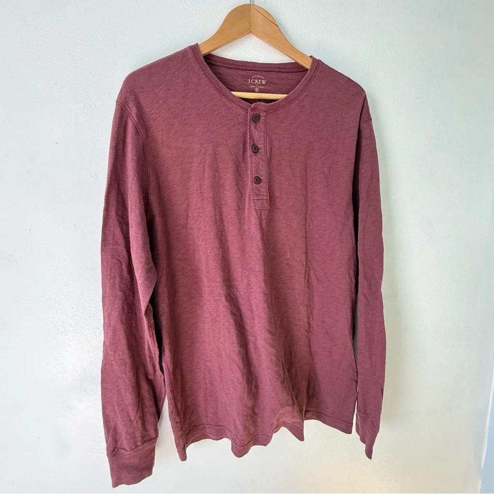 J. Crew Men's Maroon Long Sleeve Henley